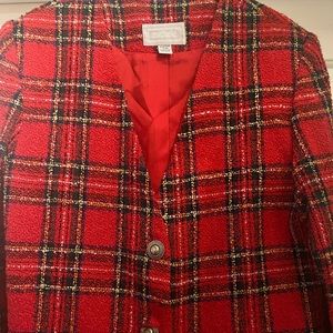 Plaid Blazer with Gold Buttons
